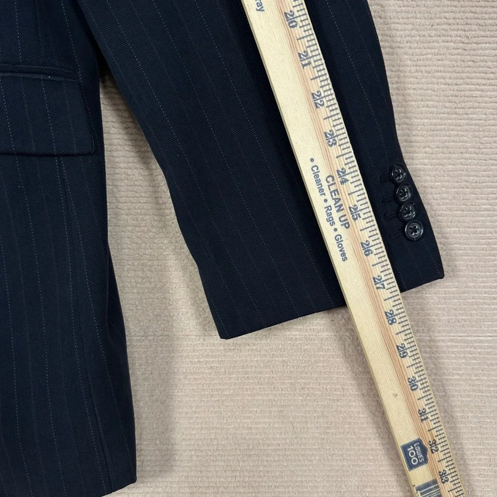 Banana Republic Blazer Mens 48L Black Pinstripe 100% Cotton Vintage 2005